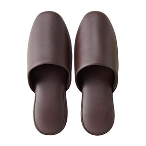 抗菌レザー風スリッパ ダークブラウン L