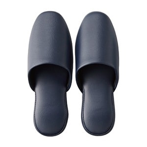 抗菌レザー風スリッパ ネイビーL