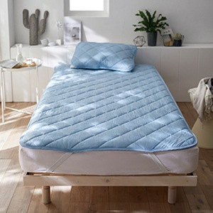 接触冷感×綿混タオル地吸汗速乾リバーシブル敷きパッド シングルサイズ