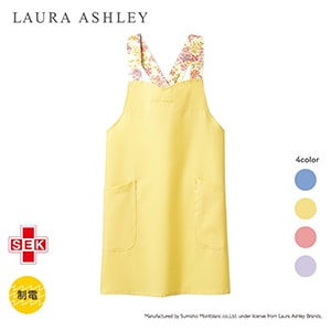 ローラアシュレイ 刺繍エプロン ミモザ×ピンク LW502[住商モンブラン]