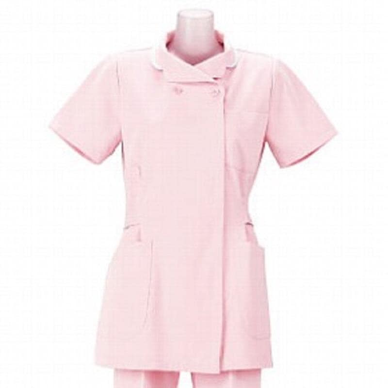 チュニック HO-1932 ピンク(衿ふちホワイト) S[ナガイレーベン]