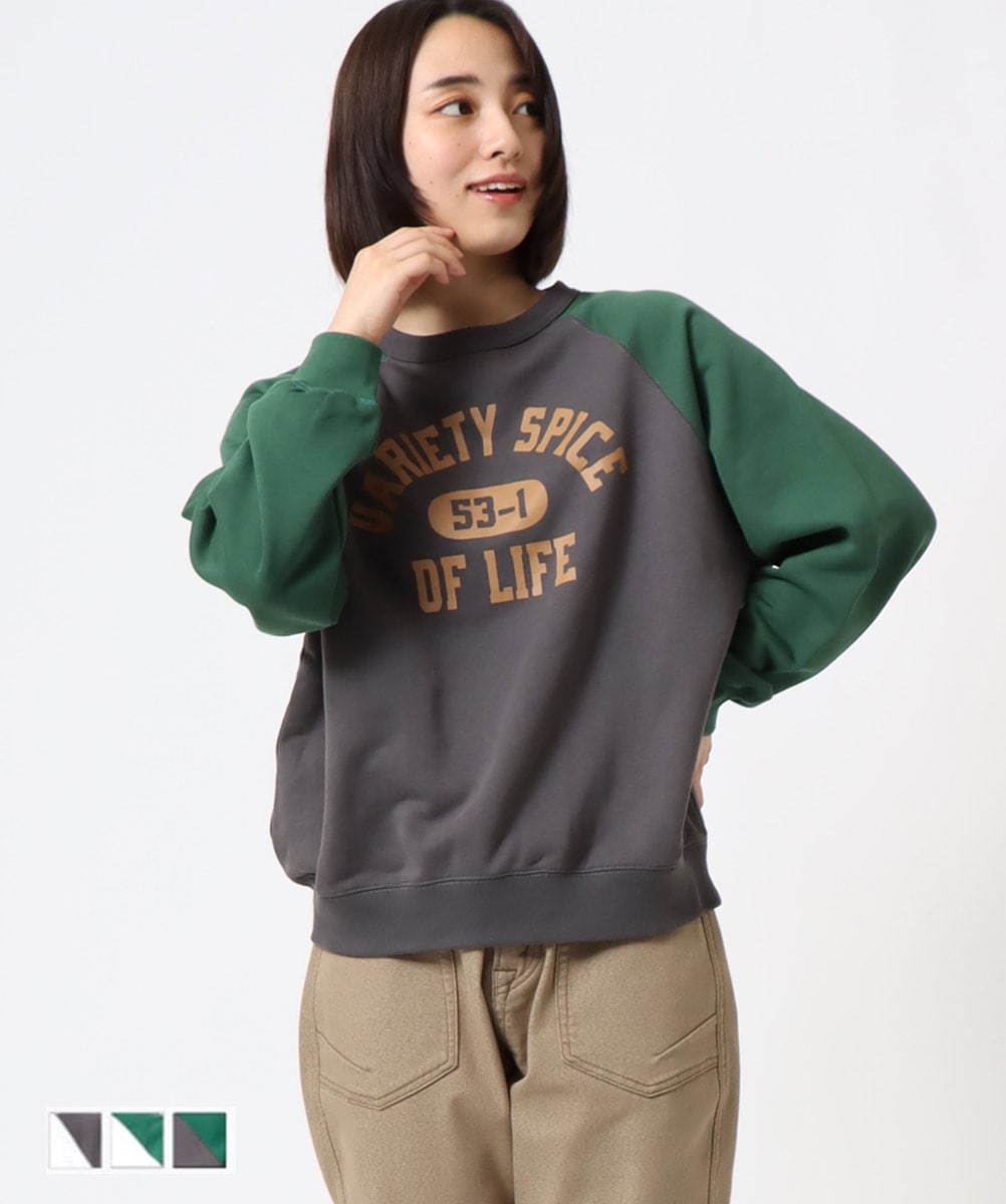 BIG SALE】□暖□在庫限り 配色ラグランスウェット CF6134