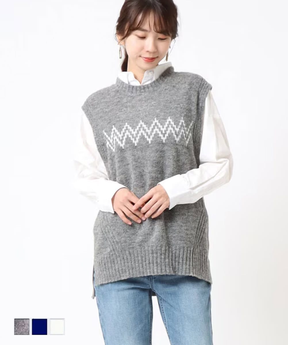 1,000円OFFクーポン対象］【SALE】ジャガード柄ベスト SCT150