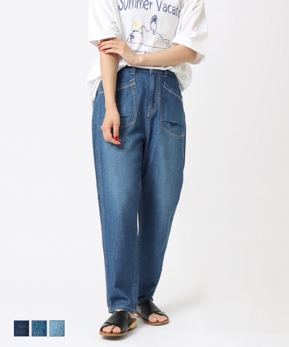 カフェッティ　デニムケープ PATY cafetty カフェッティ デニムパンツ ワイド カーブパンツ