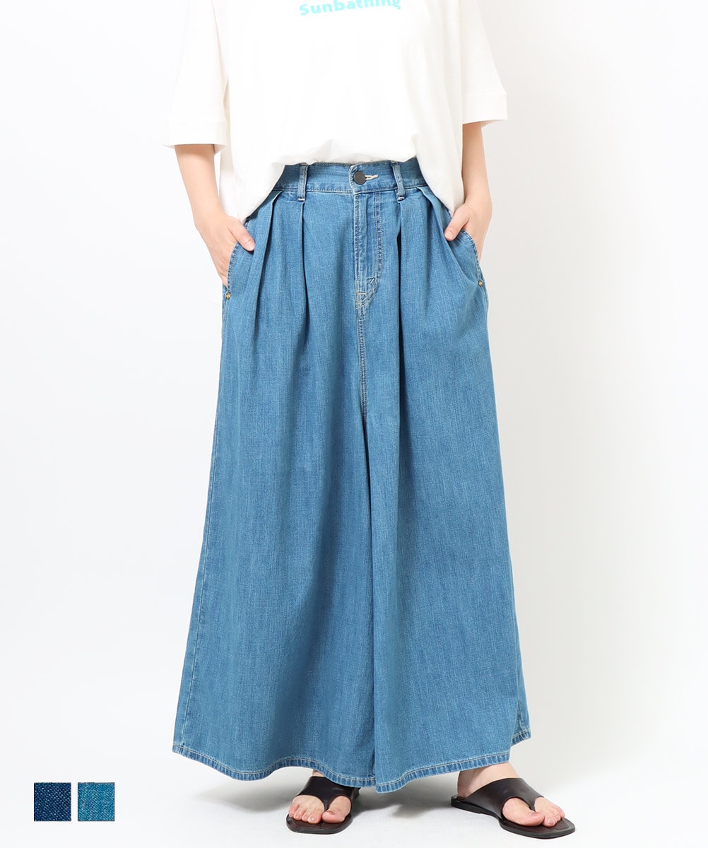 Cafetty公式 キュロットパンツ レディース デニム ワイドシルエット