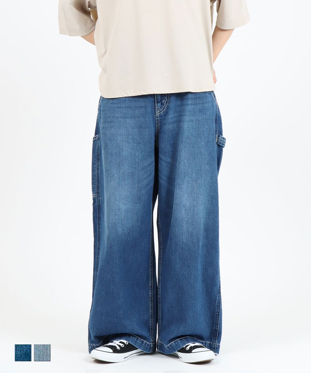 Cafetty公式】10ozデニムのレディースワークパンツ｜バギーシルエット