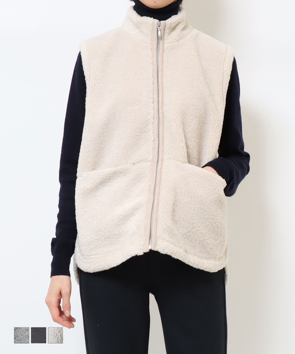 M.J.G ボアベスト レディース 秋冬 アウター 軽量 保温 フェイクボア