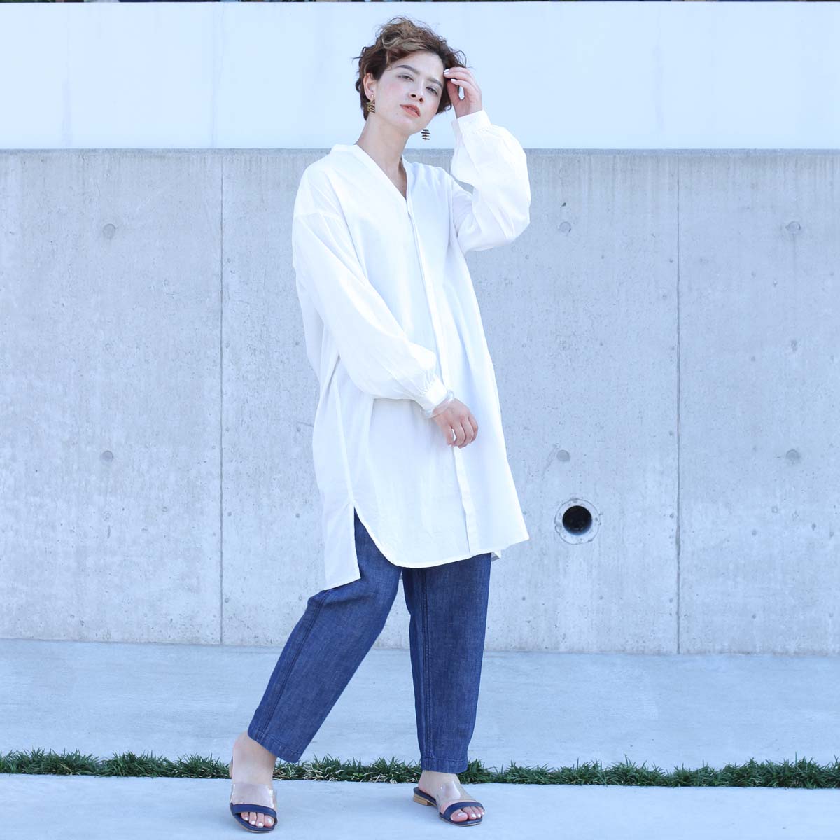 在庫限り 【SALE】 ロングコクーンシャツ CF7183