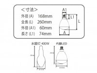 水銀灯代替LEDランプ　300‐400W形　消費電力45W　5,700K　5,000lm　200V用　口金E39　電源内臓型|水銀灯代替LED照明（400W形口金E39）|水銀灯→LED照明