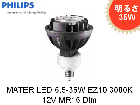 PHILIPS(フィリップス）MASTER LED 6.5-35W EZ10 3000K 12V MR16 24D,36D Dim　明るさ35W形　12V用　口金EZ10　調光対応　ファンレス|LED