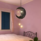 月と星をモチーフにしたペンダントライトで優しい光が広がるお部屋に｜P020|【室内】吊り下げペンダントライト