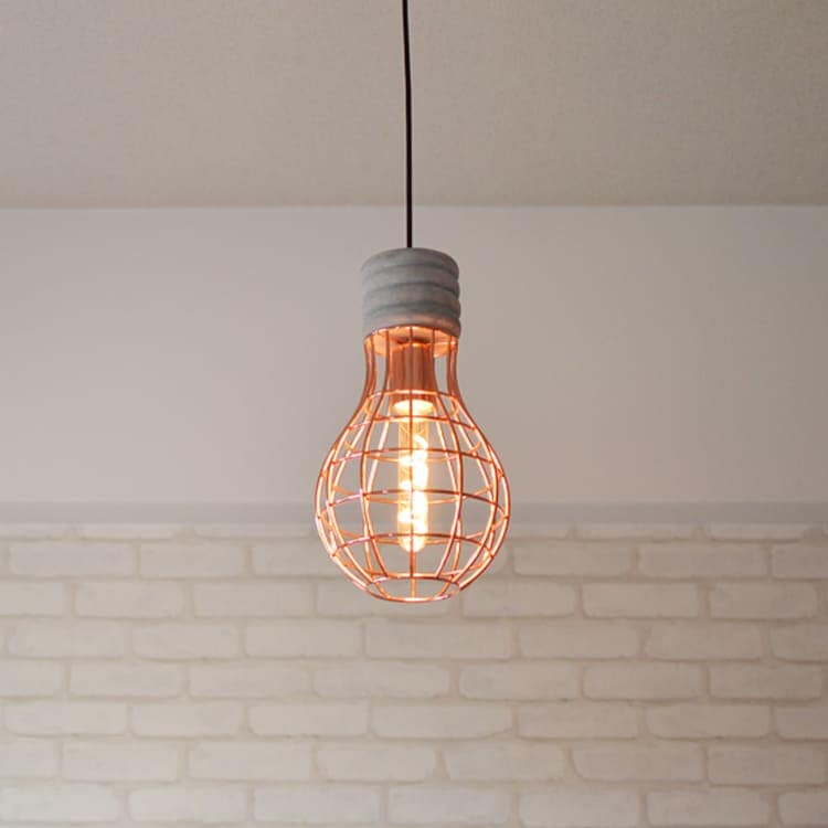 ピンクゴールド×コンクリートのペンダントライト｜異素材ミックスデザイン｜CON001