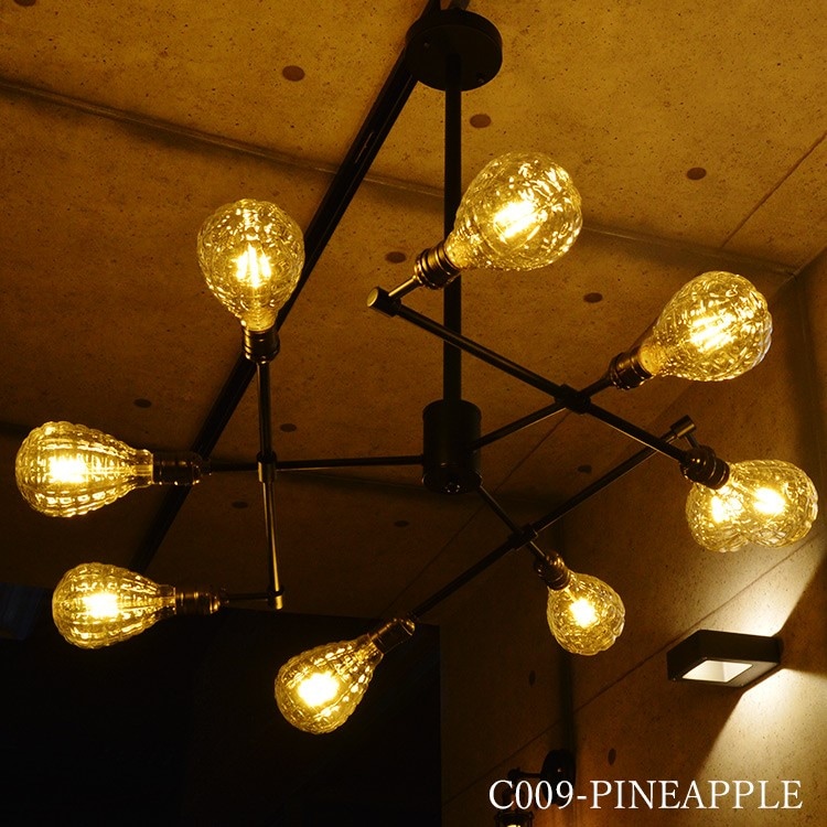 9灯LEDシーリングライト ALLパイナップル型電球バージョン|C009-PINEAPPLE