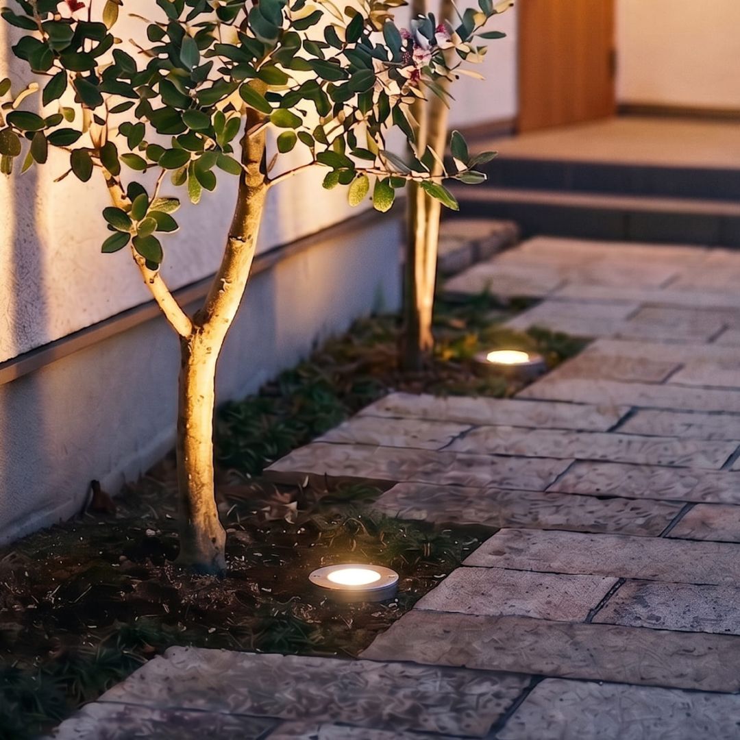 地面からの光で夜の外観を格上げ！埋め込み式LEDライト2個セット | GU2