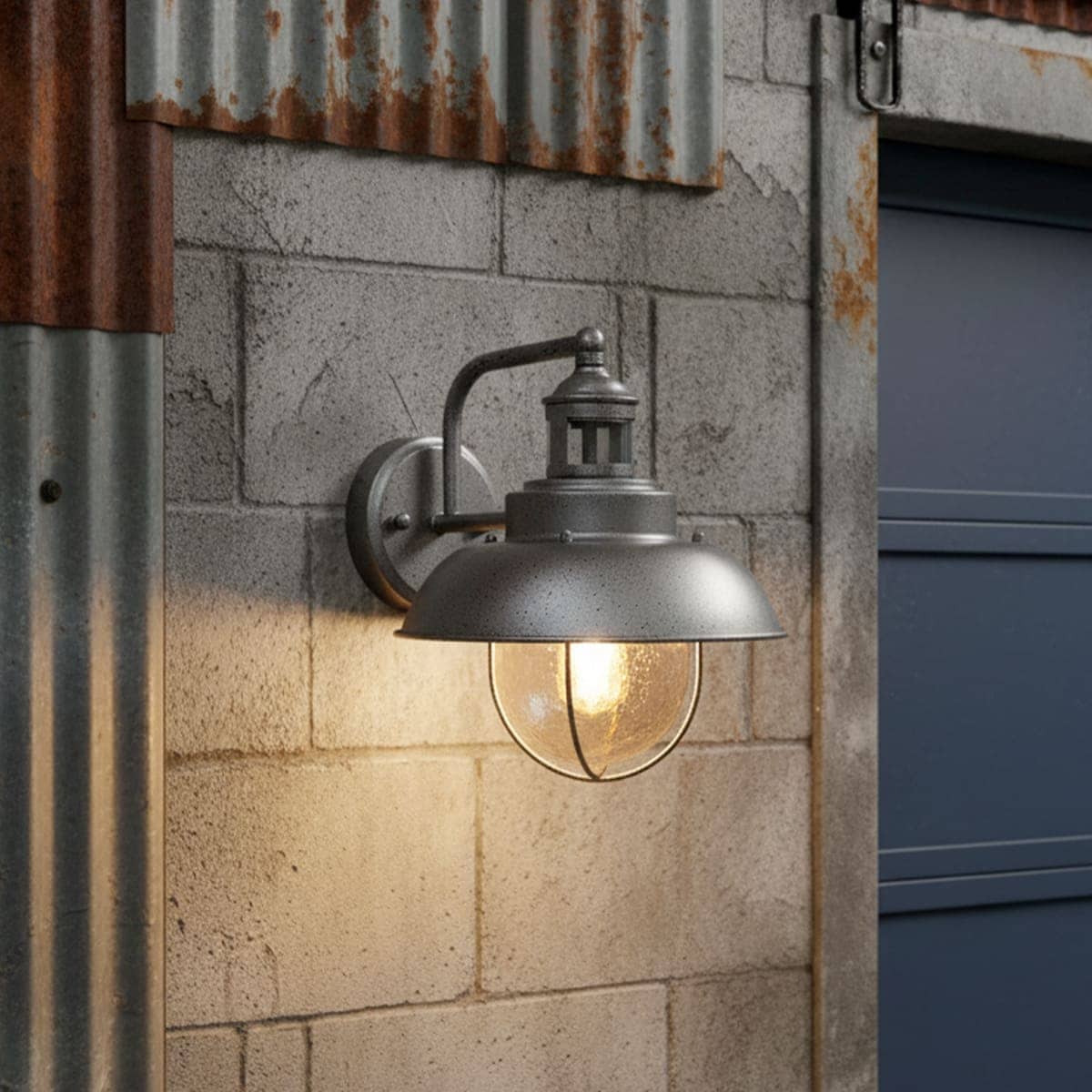 外壁に合わせて選べる6色！丸傘シェードのレトロなポーチライト