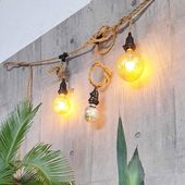 アレンジ自在！ヴィンテージ感漂うロープライトはカフェ風インテリアに最適｜P007|【室内】吊り下げペンダントライト