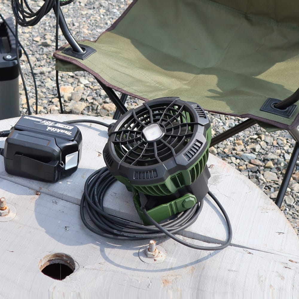 アウトドア・防災に最適！LED＆風量調整機能付きの便利な扇風機｜Z041