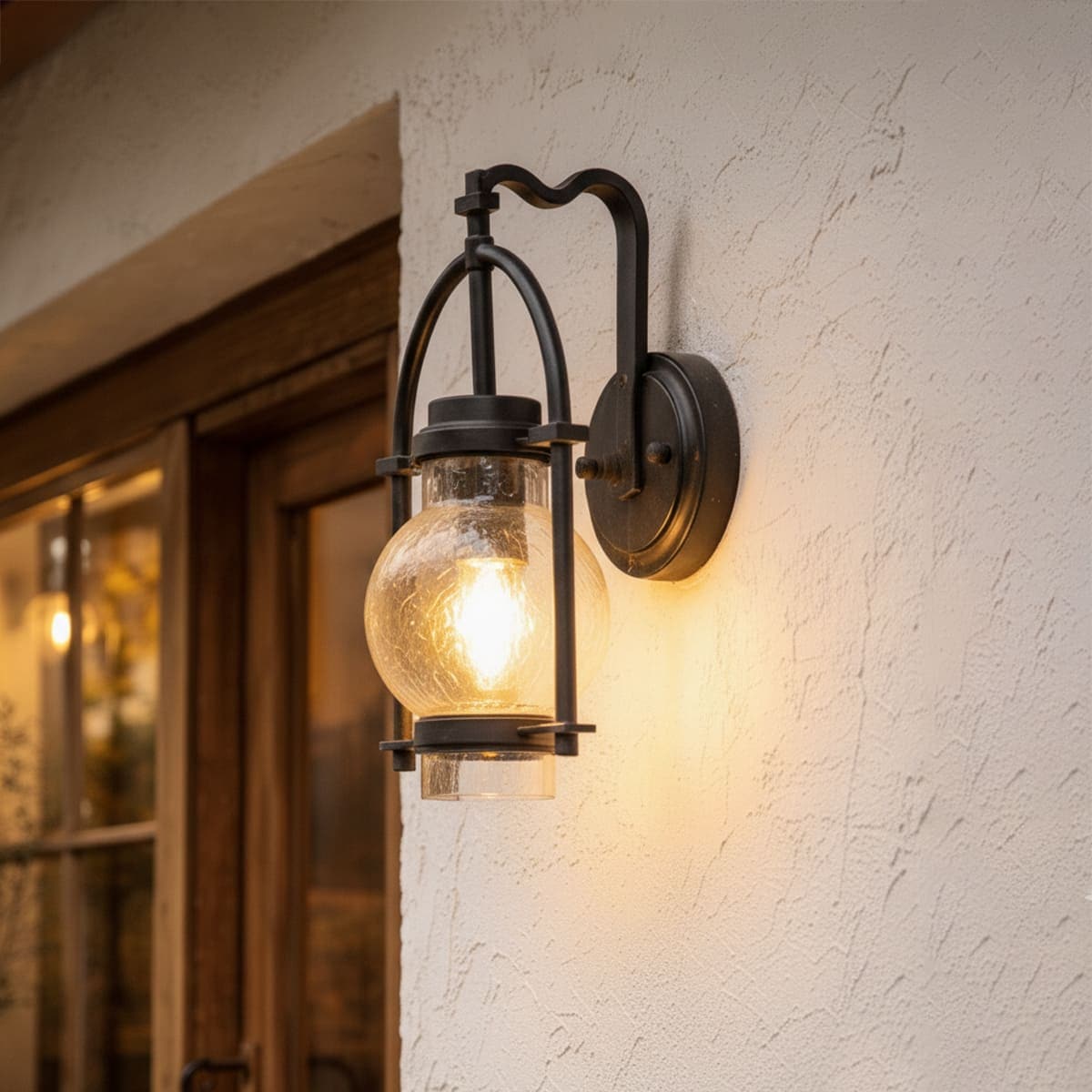 antique ガラスランタン　照明器具 アンティーク風ランタンデザイン。気泡入りガラスの美しい屋外照明