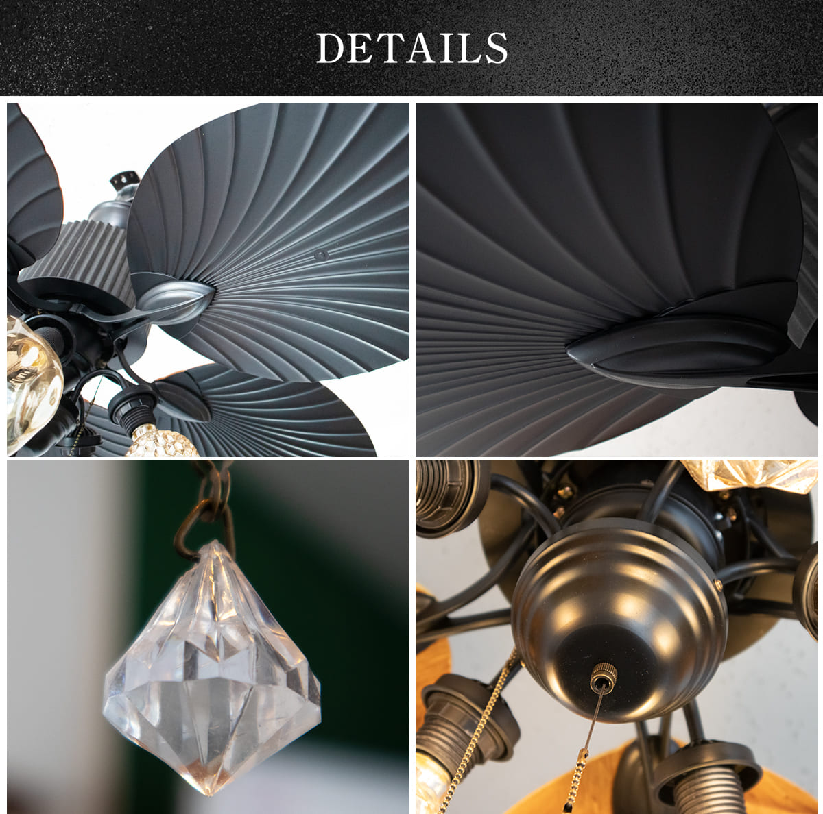 南国リゾートの雰囲気を演出するシーリングファンライト|F003