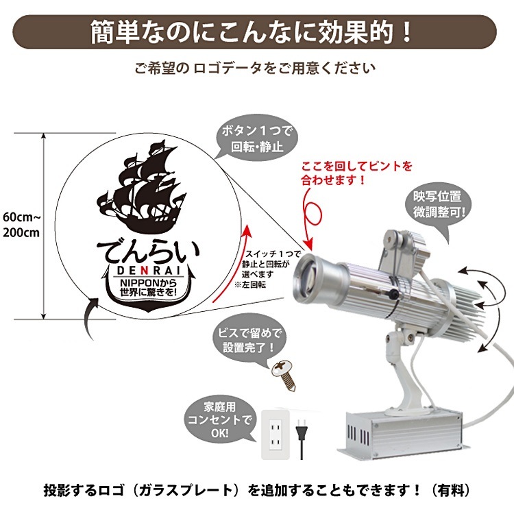 視線を集めるロゴ投影！店舗や商業施設に最適な室内用ロゴプロジェクター | Z014