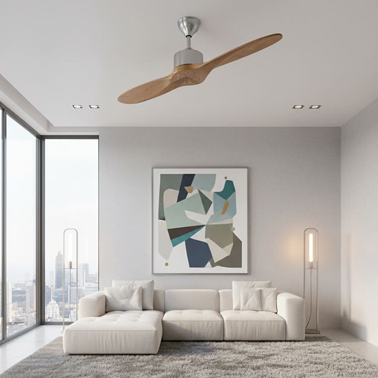 天然木2枚羽根のシーリングファン｜6段階風量＆リモコン付き