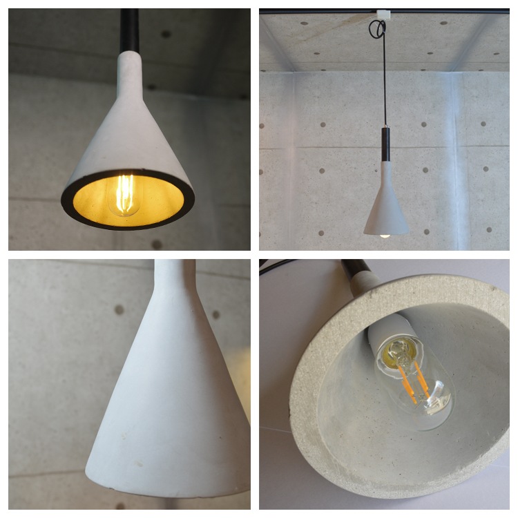 モダンな空間に最適。コンクリート素材のペンダントライト。