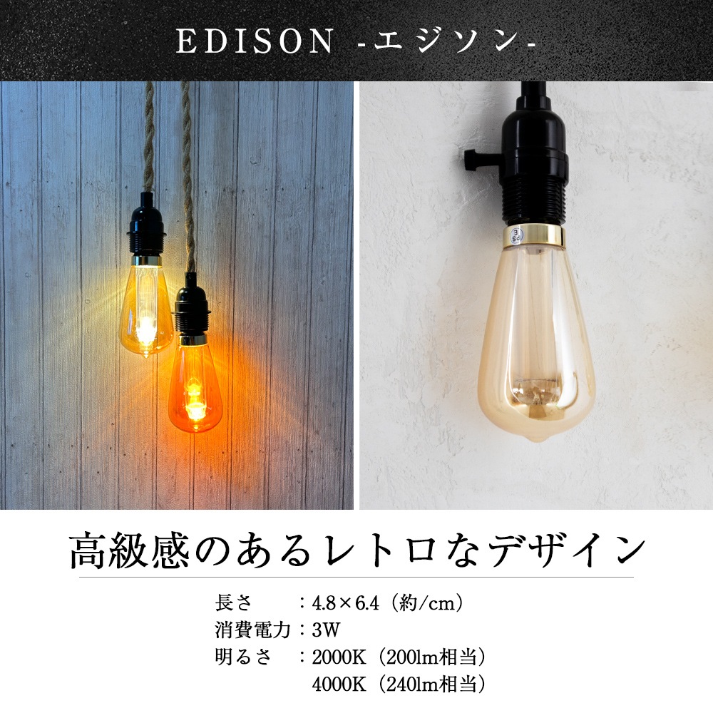 レトロ　球形フィラメントペンダントライト 楽天市場】フィラメント電球 LED 電球 エジソン電球 E26 ペンダント