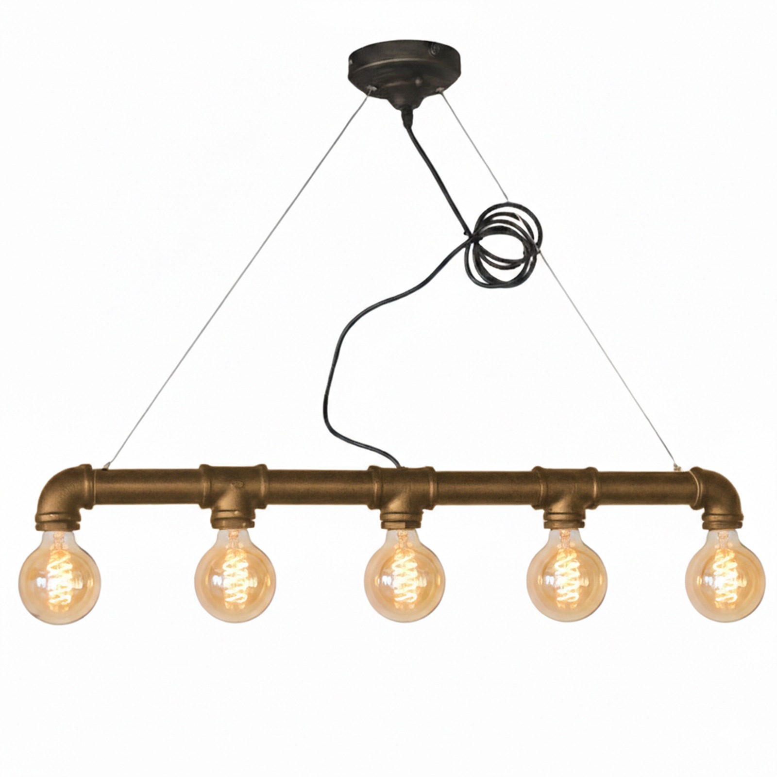 配管デザインが魅力的！5灯のインダストリアルペンダントライト｜P027-BALL