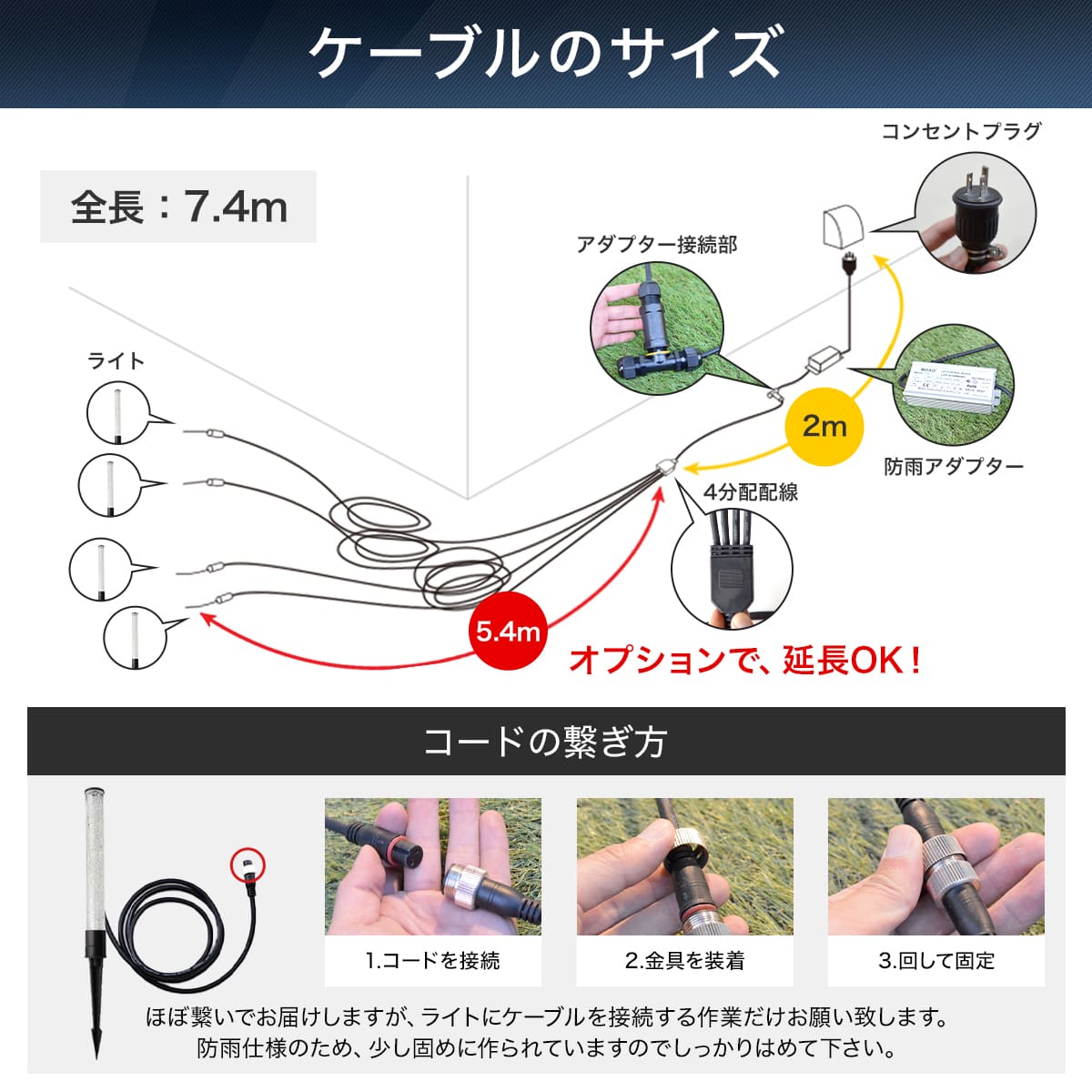 工事不要で手軽に設置！高級感あるクラッシュガラスのLEDガーデンライト | GP004-4SET