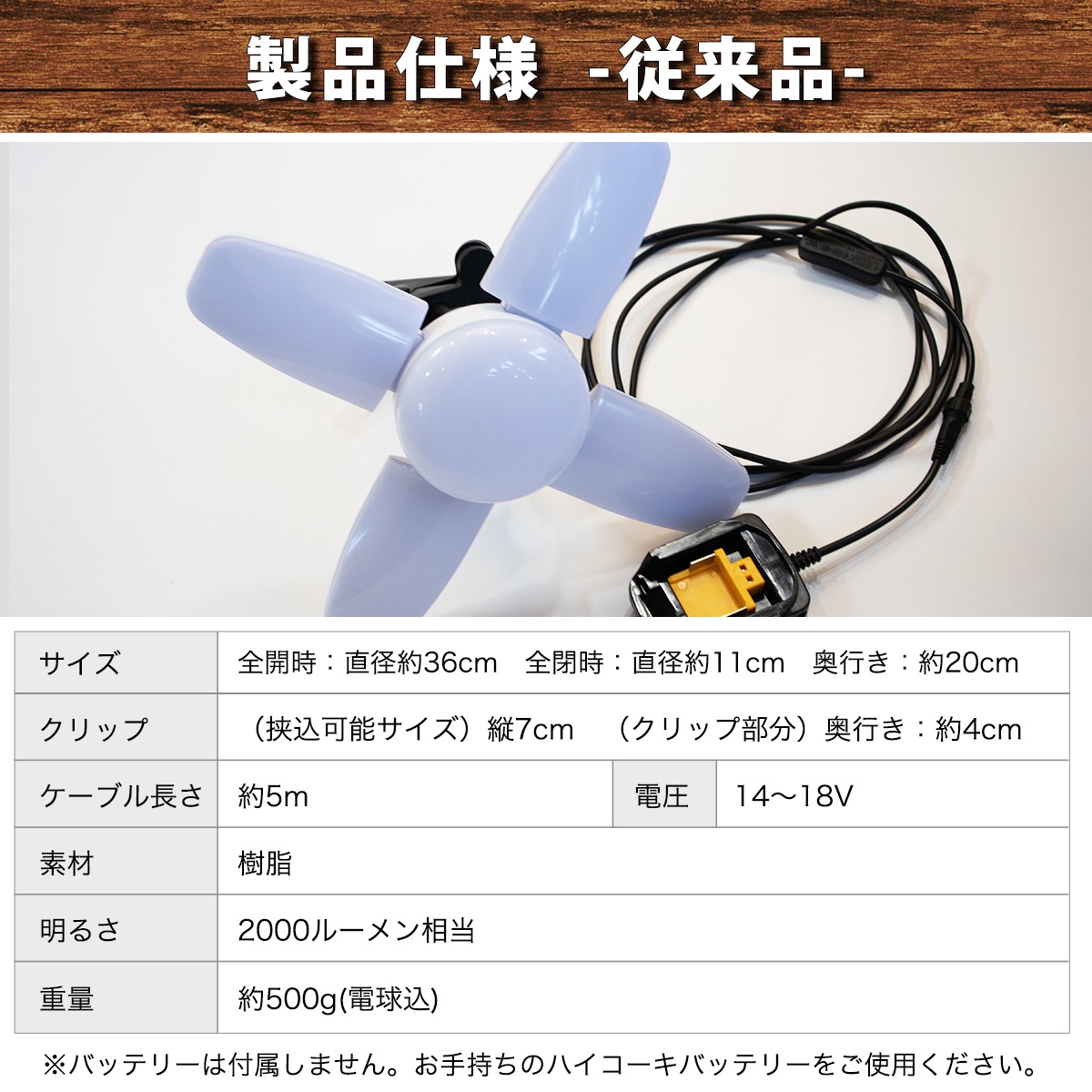 作業効率UP！軽くて明るい、ハイコーキバッテリー対応クリップライト｜Z039-hikoki
