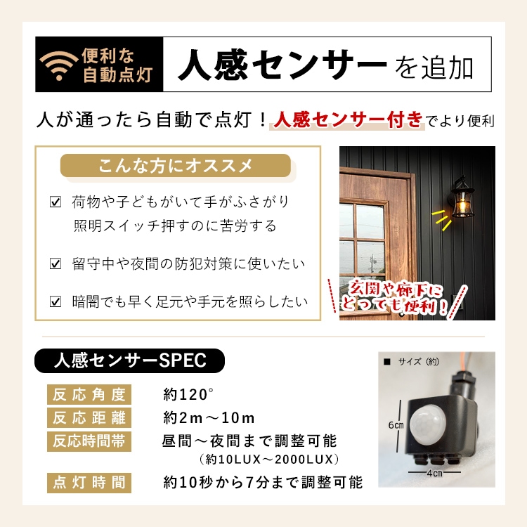 【商品と一緒にご購入下さい】 WL003_WL002専用 オプションチケット 人感センサー Human Sensor option