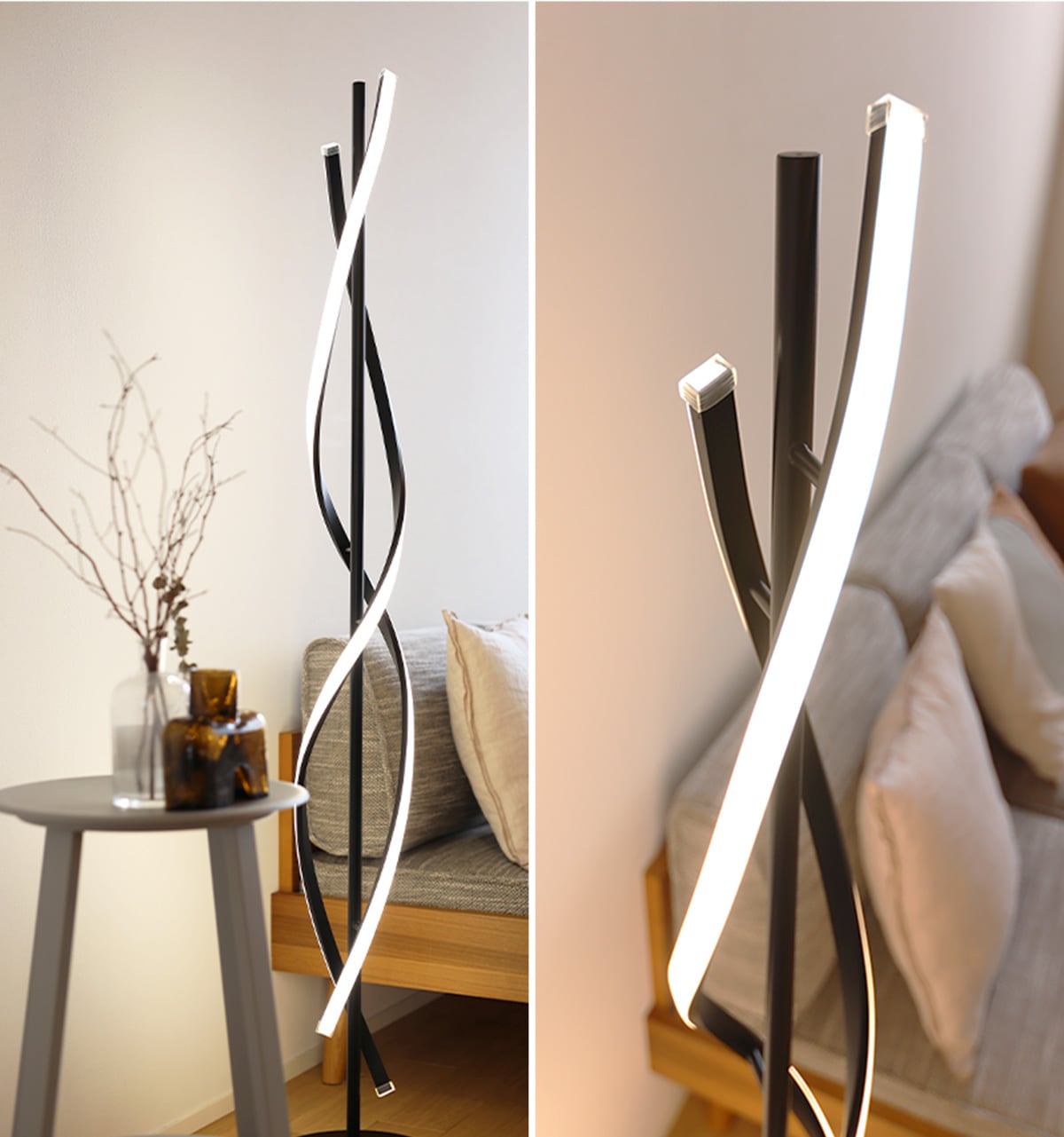 光の曲線が美しいツイストデザイン!モダンなLEDスタンドライト|stand016