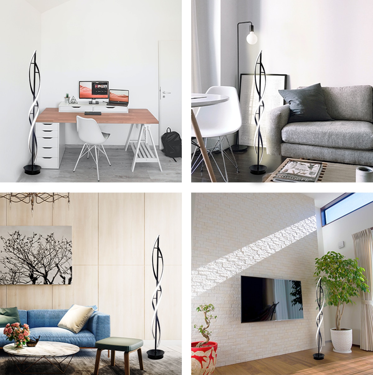 光の曲線が美しいツイストデザイン!モダンなLEDスタンドライト|stand016