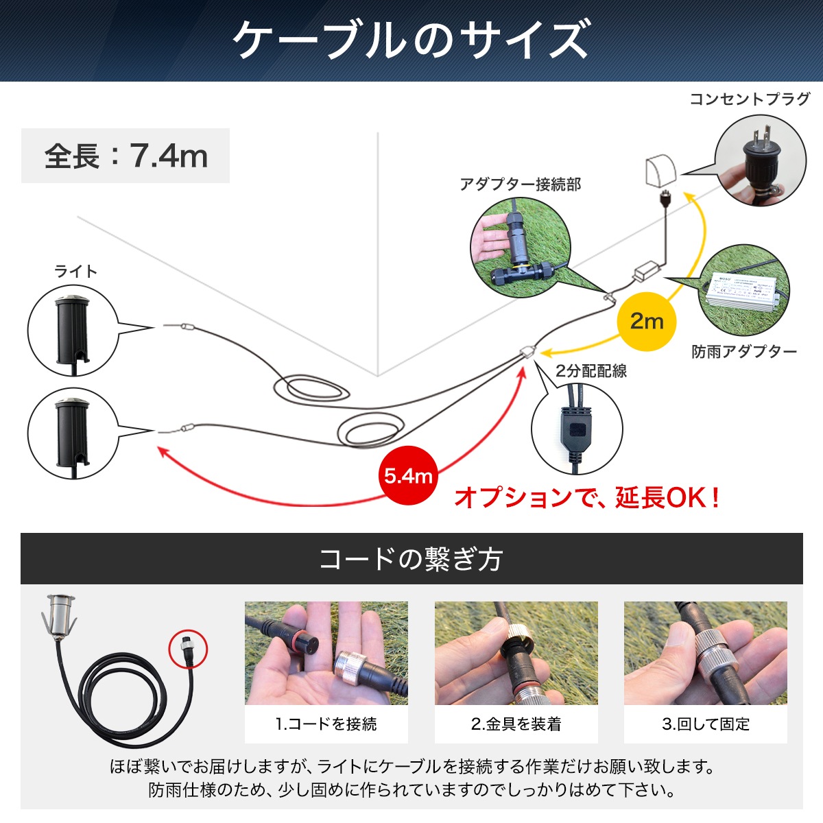地面からの光で夜の外観を格上げ！埋め込み式LEDライト2個セット | GU2