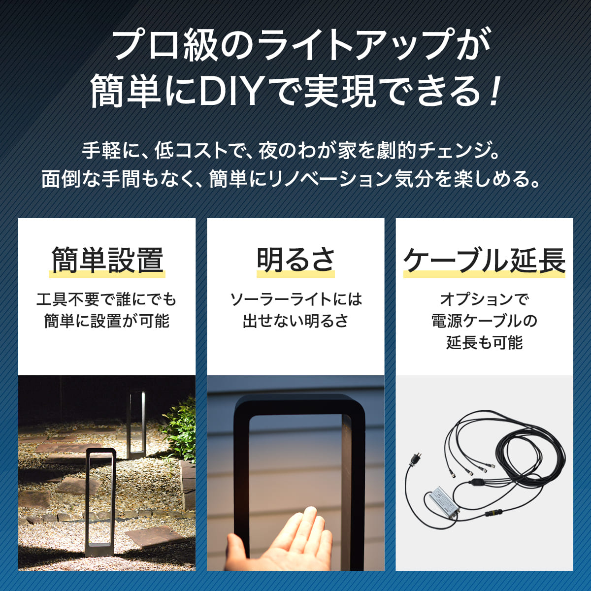 庭や玄関を美しく照らす！簡単に設置できるLEDガーデンライト | GP002-4SET