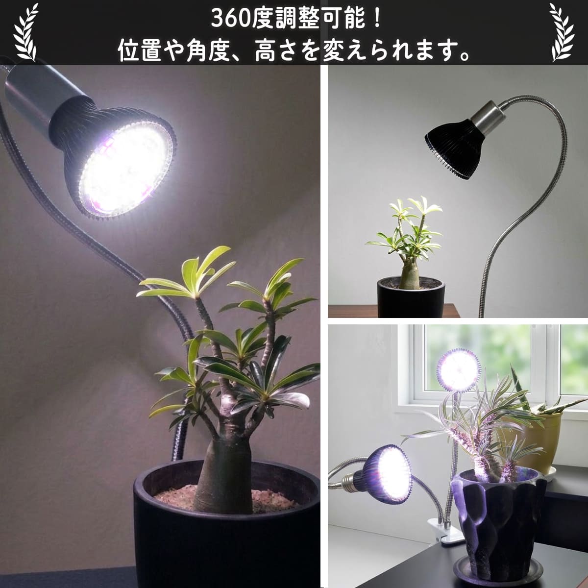 いつでも日当たり良好!室内で観葉植物を育成するクリップ式LEDライト|z-plant01