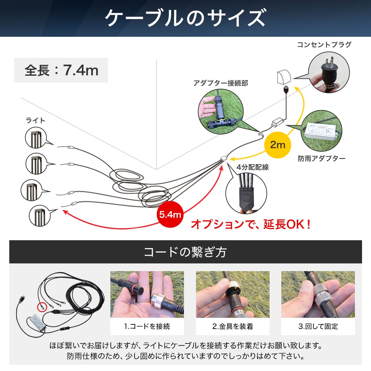 陰影がかっこいいガーデンライト4本セット。DIYでも本格的に！ | GP003-4SET