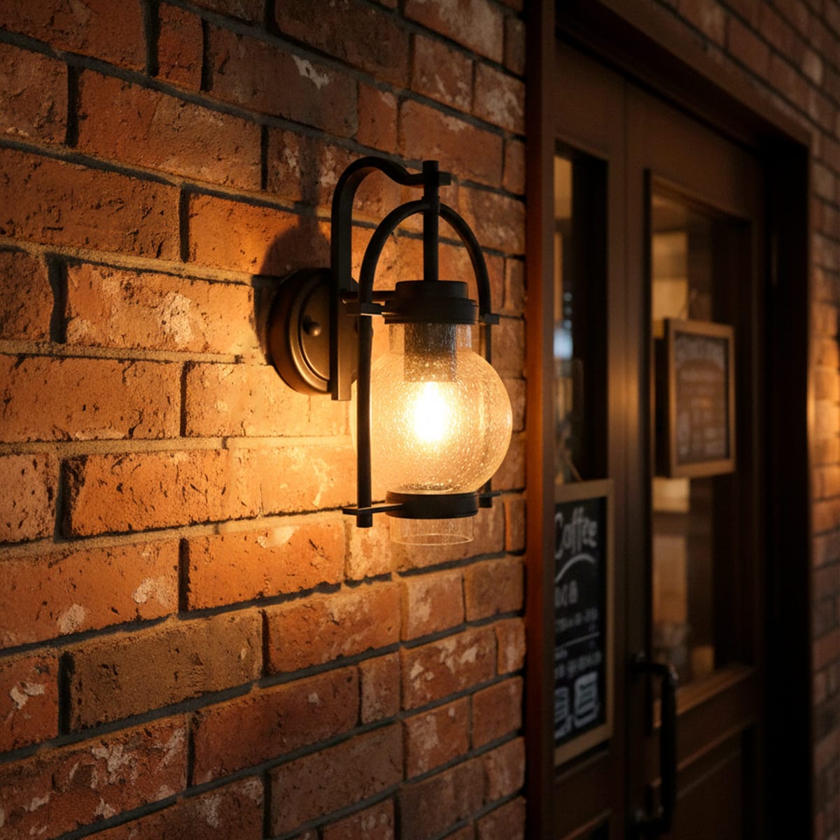 アンティーク風ランタンデザイン。気泡入りガラスの美しい屋外照明