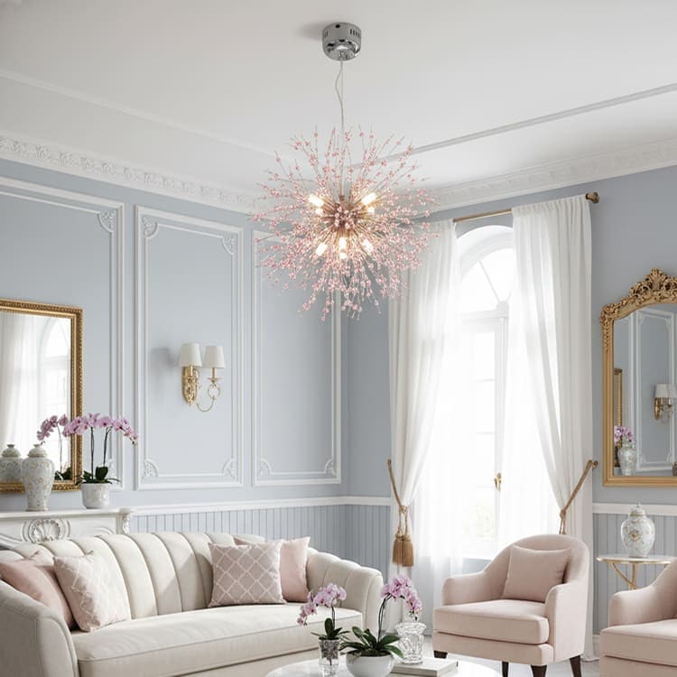 華のように煌めくペンダントライト。お部屋をおしゃれに明るく彩ります。