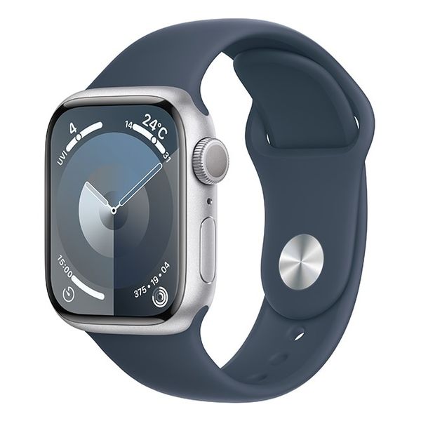 【ラッピング可】【即日発送】【国内版】【新品】Apple Watch Series 9 GPSモデル 41mm シルバーアルミニウムケースとストームブルースポーツバンド - S/M MR903J/A
