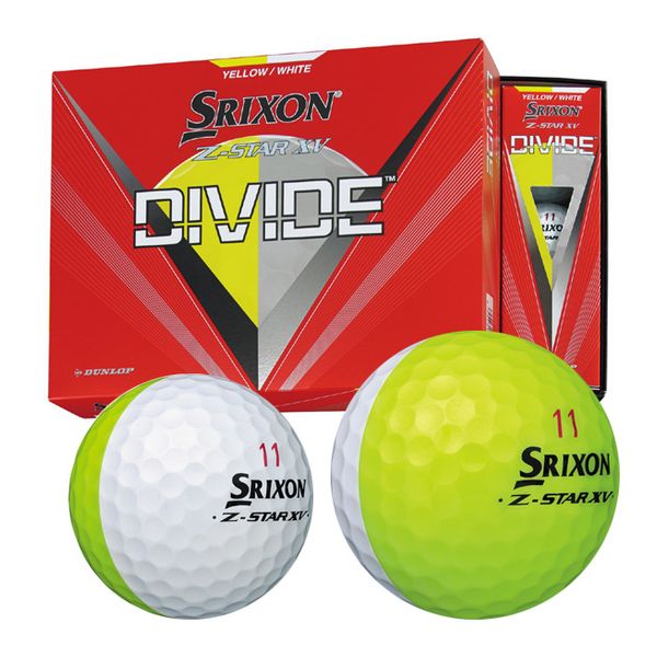 【ラッピング可】【即日発送】【新品】DUNLOP ダンロップ ゴルフボール SRIXON Z-STAR XV DIVIDE １ダース (12個セット) イエロー/ホワイト