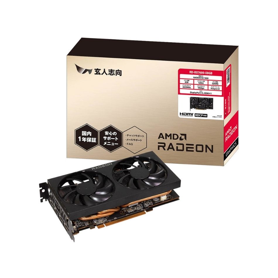 【新品】玄人志向 グラフィックボード PCIExp 8GB RD-RX7600-E8GB