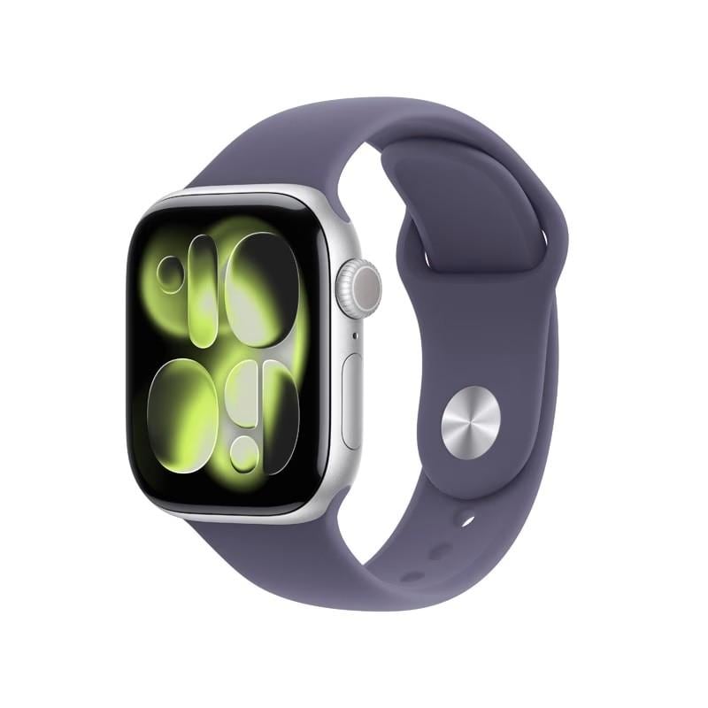 【新品 箱不良・シュリンク破れ品】Apple Watch Series 11 GPSモデル 42mm MEU74J/A シルバー・パープルフォグスポーツバンド M/L