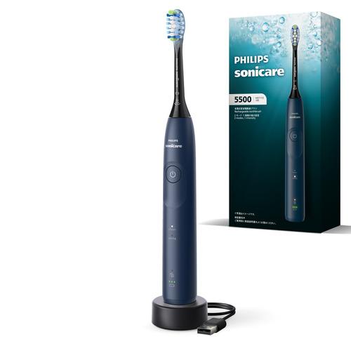 【ラッピング可】【即日発送】【新品 箱不良・シュリンク破れ品】Philips フィリップス 電動歯ブラシ 音波水流式 ソニッケアー 5500シリーズ HX7113/05 ネイビーブルー