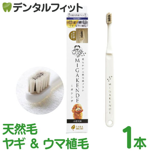 ミガケンデ MIGAKENDE 柔らかい天然毛歯ブラシ 小型犬用 ヤギ＆ウマ