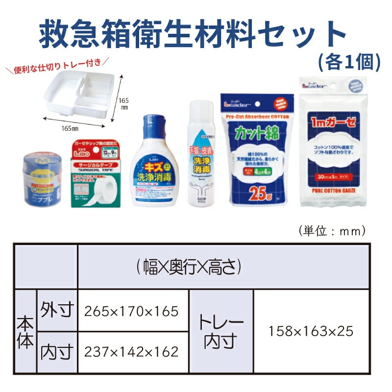 日進医療器 リーダー ポリ救急箱（衛生材料セット付）Lサイズ 1セット