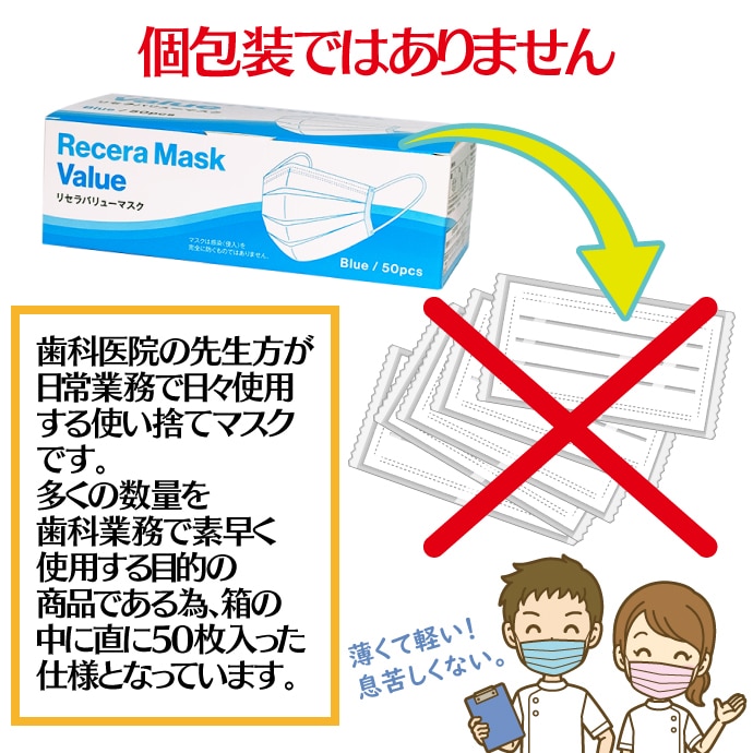 リセラバリューマスク(ピンク) レギュラーサイズ【95×175mm】1箱(50枚