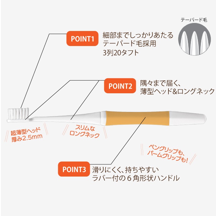 選べる毛のかたさ バトラー ハブラシ Bケア 1本（M(ふつう)/S(やわらかめ)