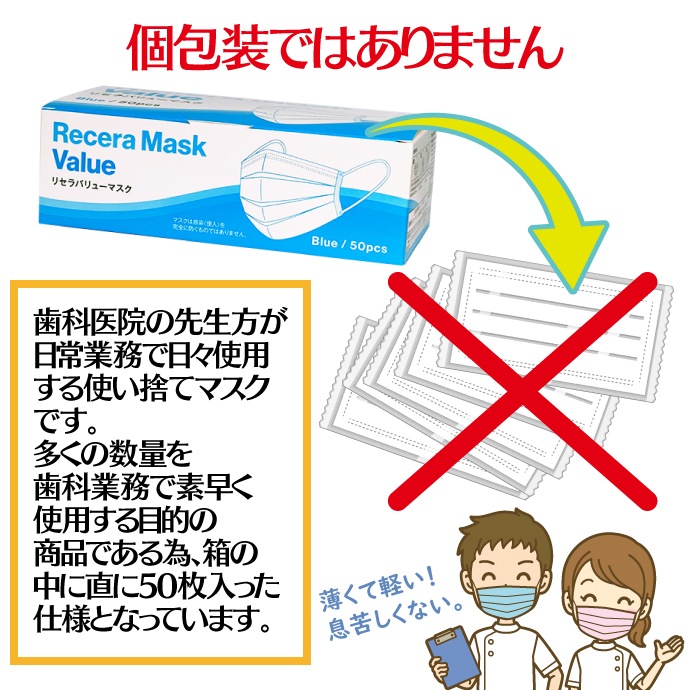 リセラバリューマスク(ホワイト) レギュラーサイズ【95×175mm】1箱(50