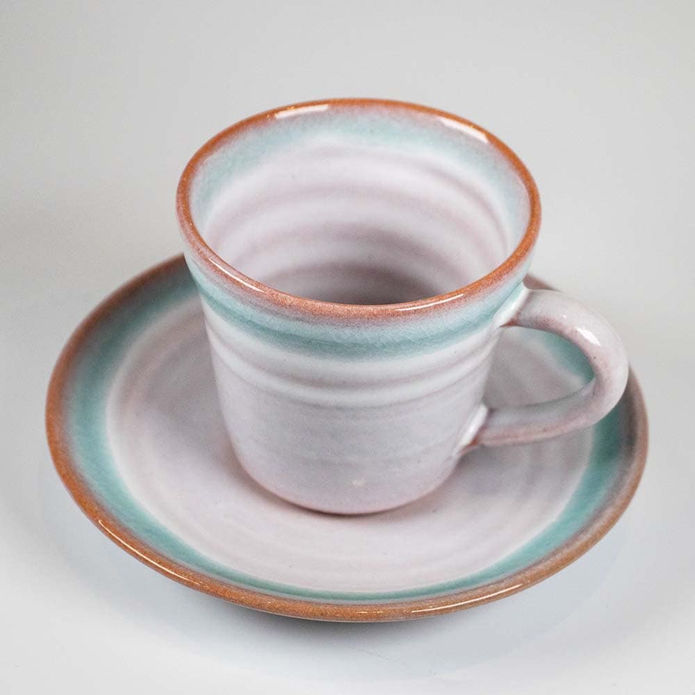 萩焼・コーヒーカップ＆ソーサー（ブルー×ホワイト） | 工芸品